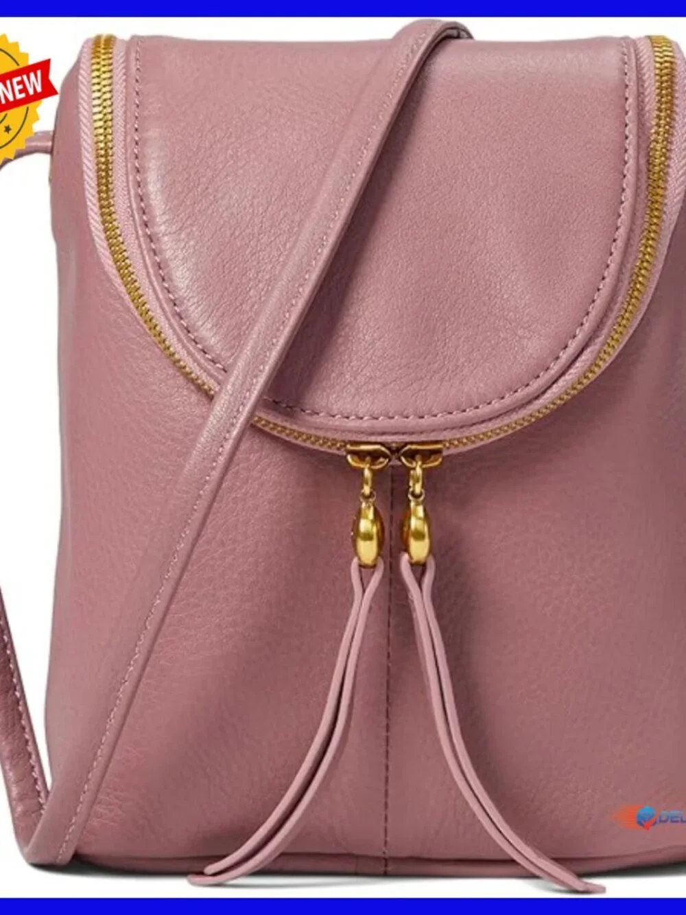 Leather Hobo Bag with Adjustable Crossbody Strap, Zip Closure